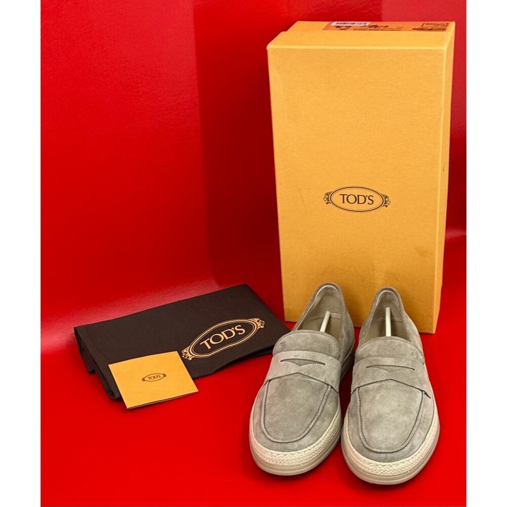 Tod's Mocassino Gomma Rafia Suede Driver Beige Loafers Shoes US 8 EU 6 1/2 NIB